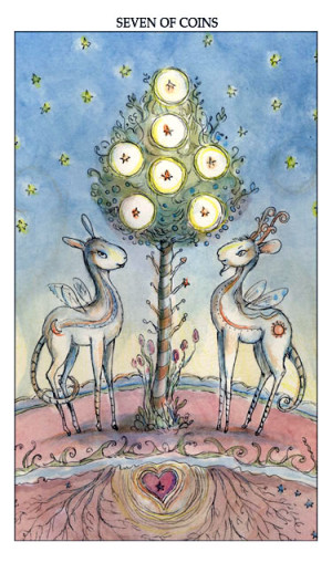 Joie de Vivre tarot -- Seven of Pentacles